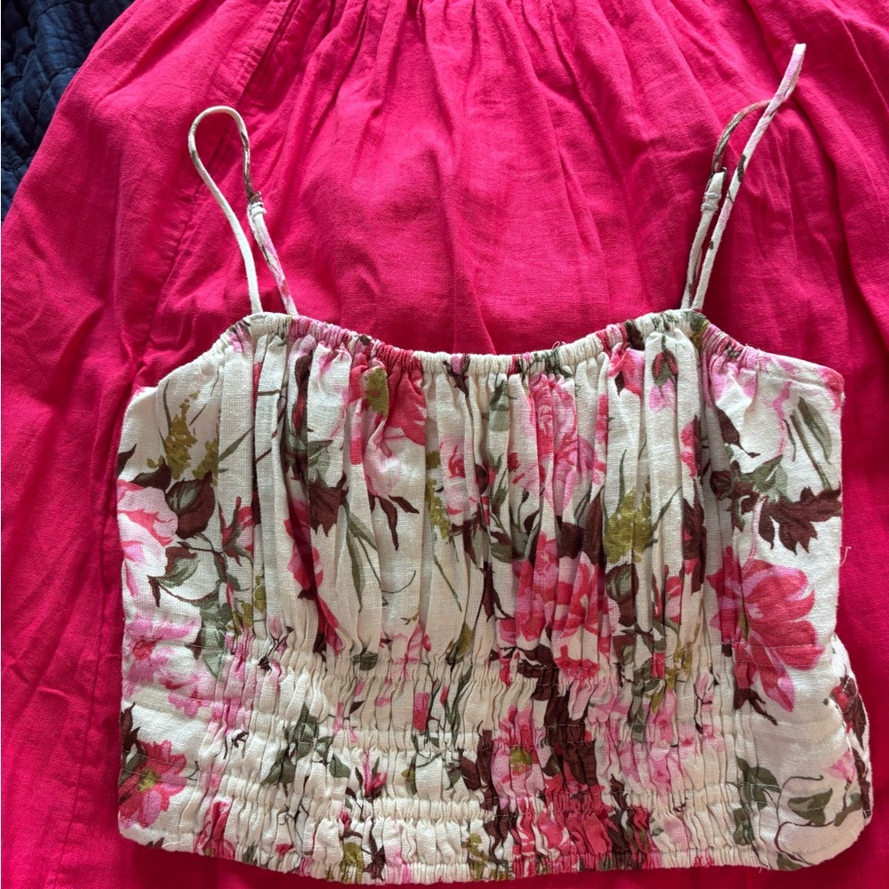 Matching Set- Pink Floral Top and Pink Skirt